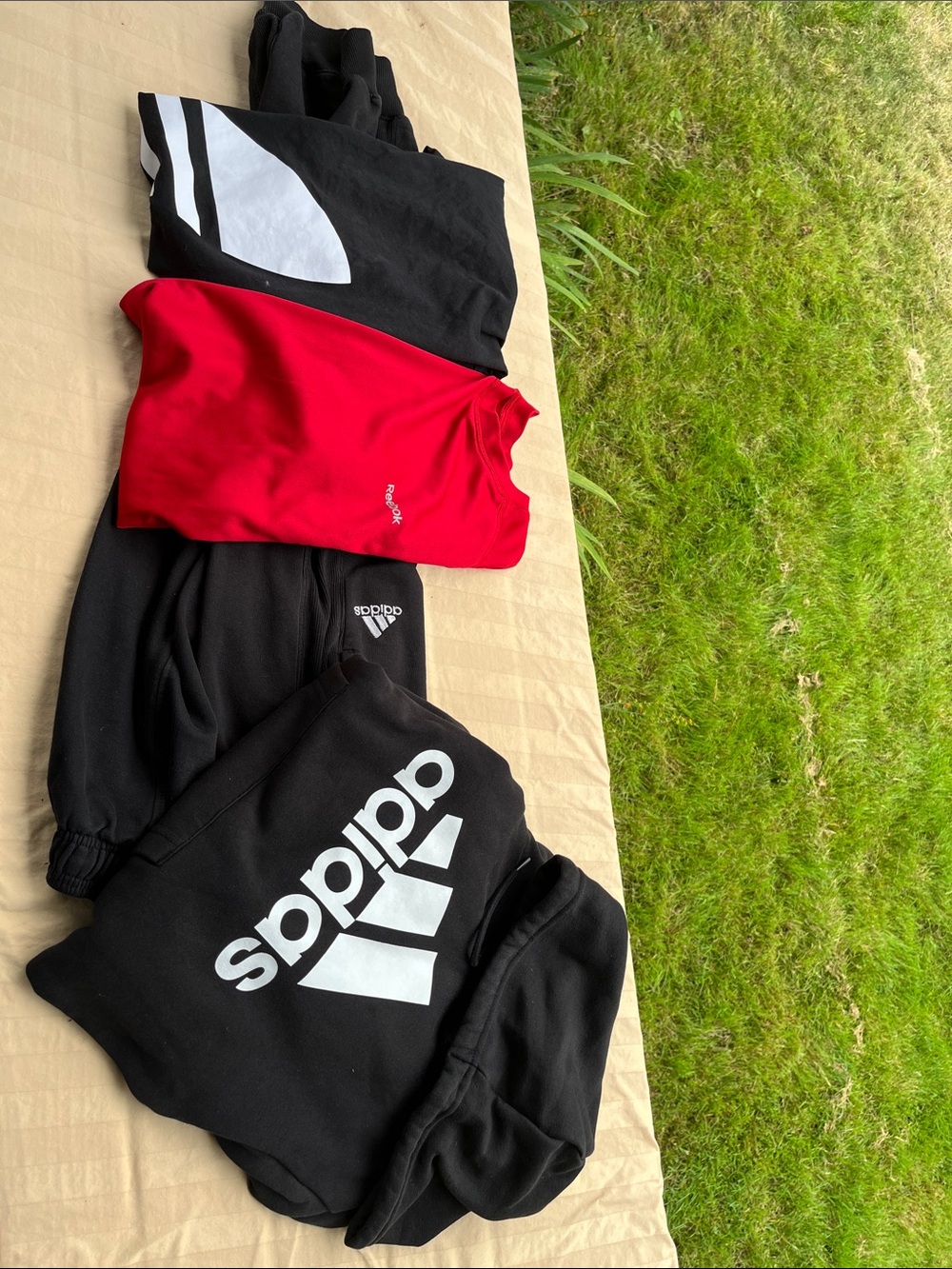Must Have 4 PC Adidas LS hoodie , Joggers, Tee & Reebok tee Bundle Sz 10-12 - Picture 1 of 13